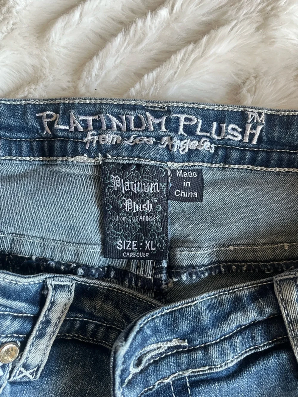 Platinum Plush Bedazzled Jean shorts